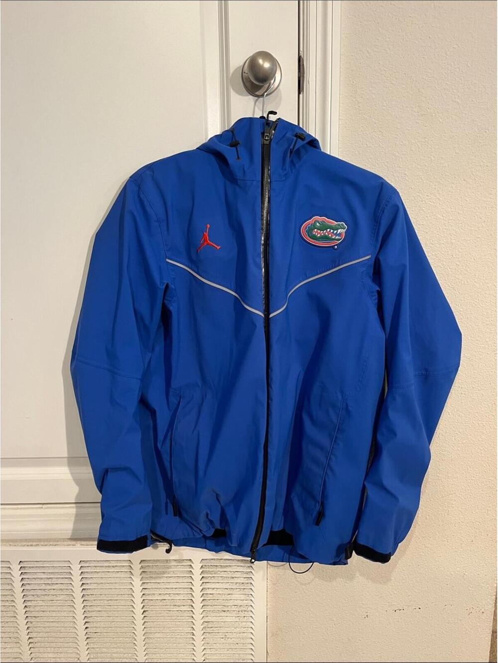 NIKE Jordan Blue Windbreaker with Red Jumpman & Team Patch Florida Gator Jacket